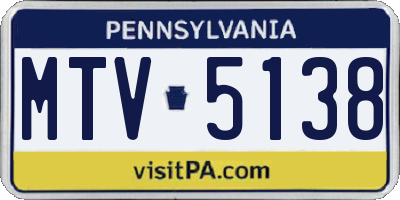 PA license plate MTV5138