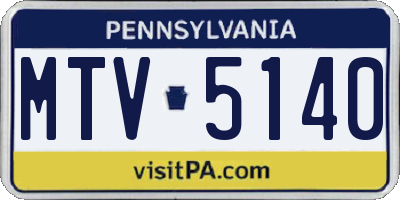 PA license plate MTV5140