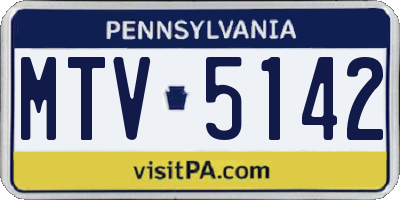 PA license plate MTV5142