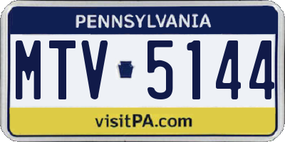 PA license plate MTV5144