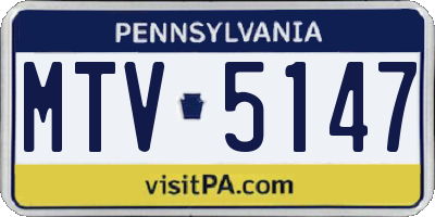 PA license plate MTV5147