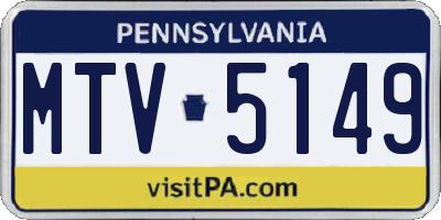 PA license plate MTV5149