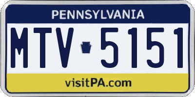 PA license plate MTV5151