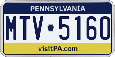 PA license plate MTV5160