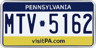 PA license plate MTV5162