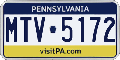 PA license plate MTV5172