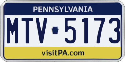 PA license plate MTV5173