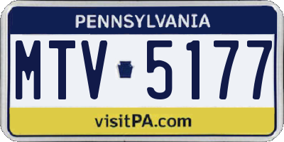 PA license plate MTV5177