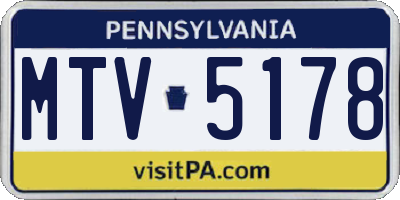PA license plate MTV5178