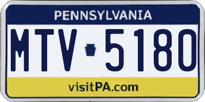 PA license plate MTV5180