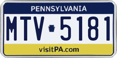 PA license plate MTV5181