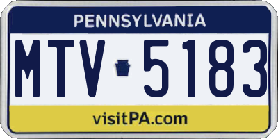 PA license plate MTV5183
