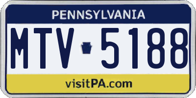 PA license plate MTV5188