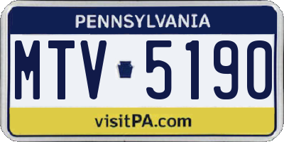 PA license plate MTV5190