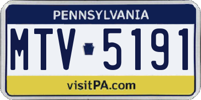 PA license plate MTV5191