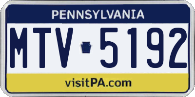 PA license plate MTV5192