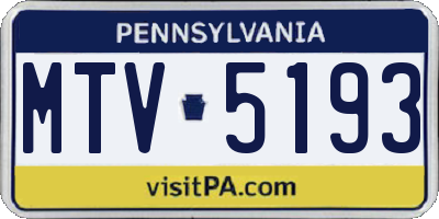 PA license plate MTV5193