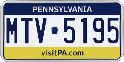 PA license plate MTV5195