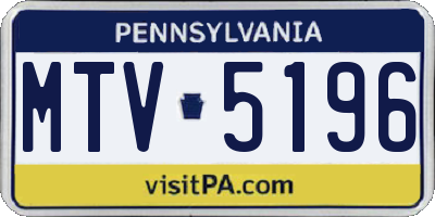 PA license plate MTV5196