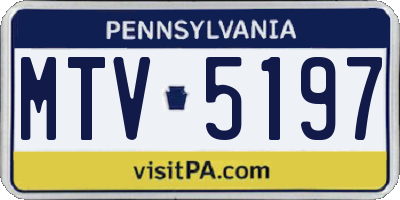 PA license plate MTV5197