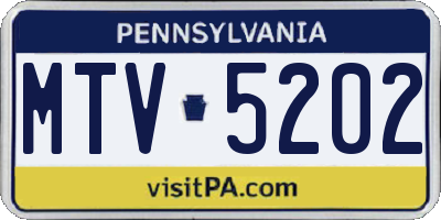 PA license plate MTV5202