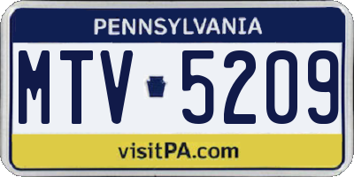PA license plate MTV5209