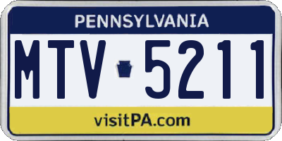 PA license plate MTV5211