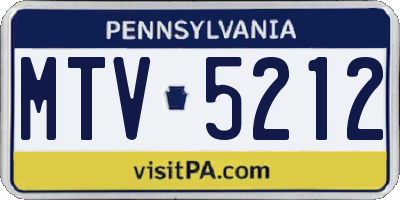PA license plate MTV5212