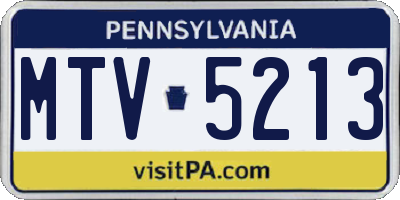 PA license plate MTV5213