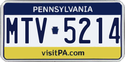 PA license plate MTV5214