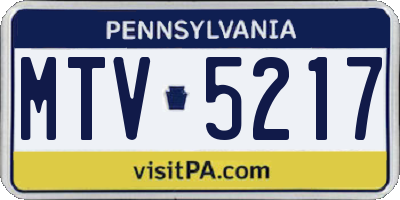 PA license plate MTV5217