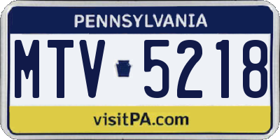 PA license plate MTV5218