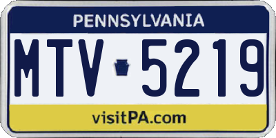 PA license plate MTV5219