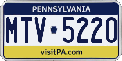 PA license plate MTV5220