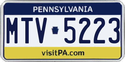 PA license plate MTV5223