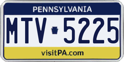PA license plate MTV5225