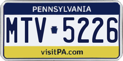 PA license plate MTV5226