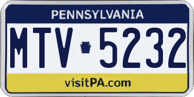 PA license plate MTV5232