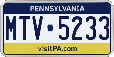 PA license plate MTV5233