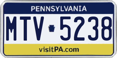 PA license plate MTV5238