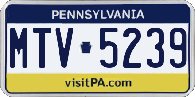 PA license plate MTV5239