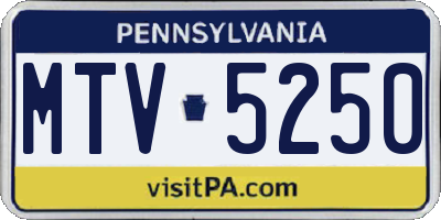 PA license plate MTV5250