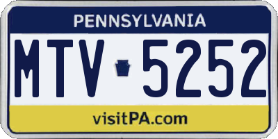 PA license plate MTV5252