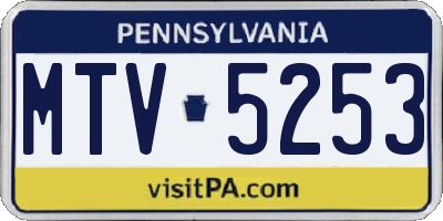 PA license plate MTV5253