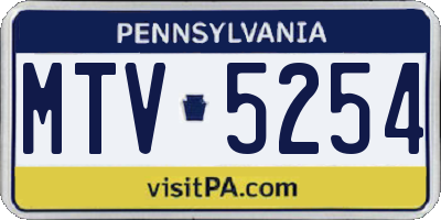 PA license plate MTV5254