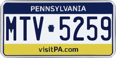 PA license plate MTV5259