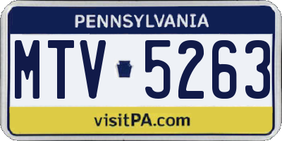 PA license plate MTV5263