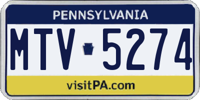 PA license plate MTV5274