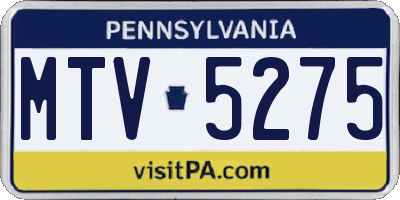 PA license plate MTV5275
