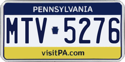 PA license plate MTV5276